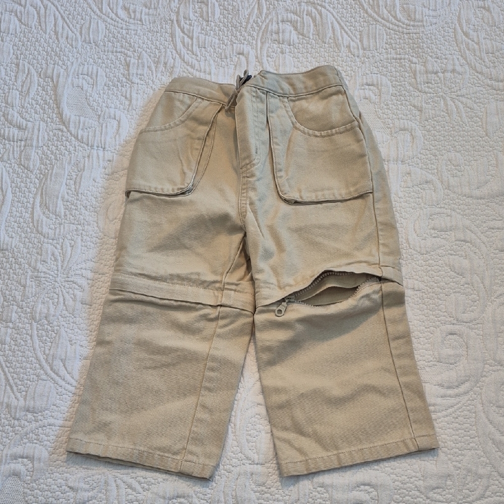 Janie and Jack boys 18 - 24 months tan zip off leg twill pants VGUC 2002